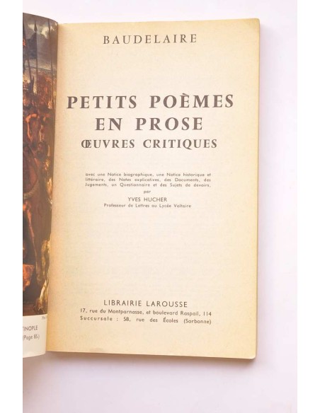 Petits poèmes en prose oeuvers critiques. Extraits