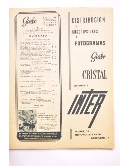 Garbo. Nº Año X., nº 466, 17 febrero 1962