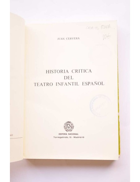 Historia crítica del teatro infantil español