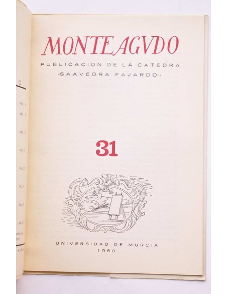 Monteagudo : publicación de la Cátedra Saavedra Fajardo. Nº 31