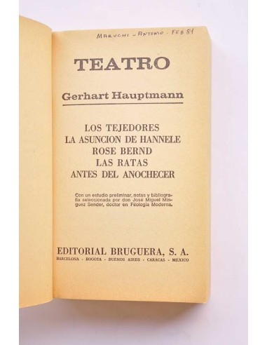 Gerhart Hauptmann. Teatro