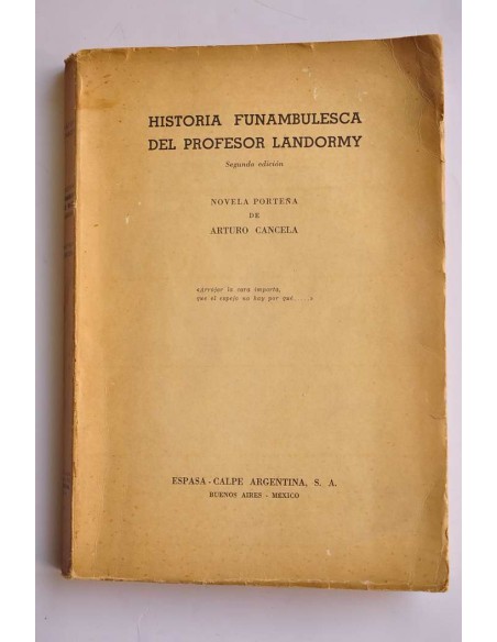 Historia funambulesca del profesor Landormy. Novela porteña