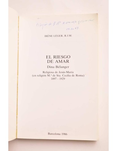 El riesgo de amar. Dina Belánger