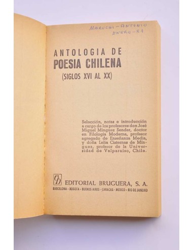 Antología general de la poesía chilena (siglos...