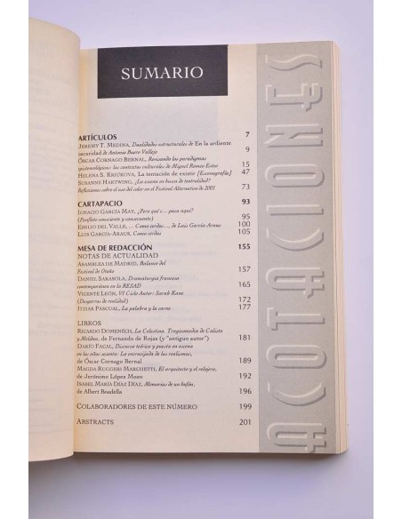 Acotaciones. Revista de investigación teatral. Nº 8. Enero-Junio, 2002