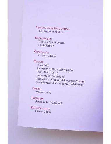 Anáfora. Creación y crítica. Septiembre 2014, nº 2