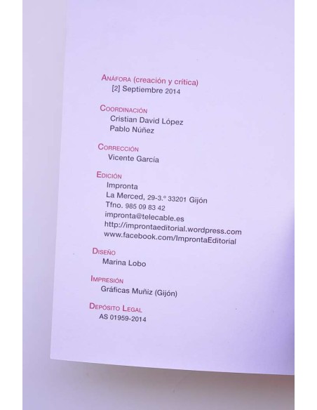Anáfora. Creación y crítica. Septiembre 2014, nº 2