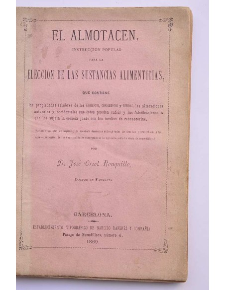 El Almotacen. Instrucción popular para las elección de las sustancias alimenticias