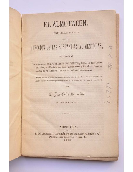 El Almotacen. Instrucción popular para las elección de las sustancias alimenticias