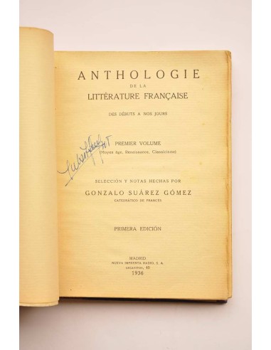 Anthologie de la littérature française des...