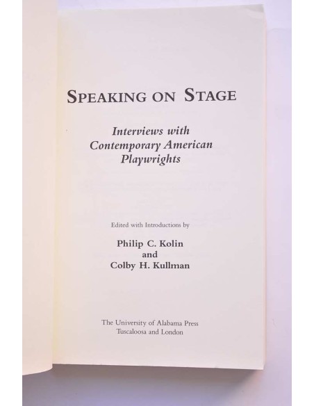 Speaking on stage. Interviews with contemporany american playwrights