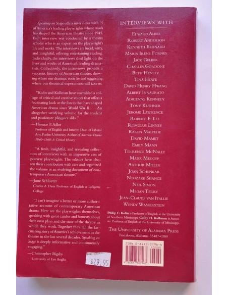 Speaking on stage. Interviews with contemporany american playwrights