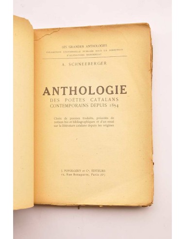 Anthologie des poètes catalans contemporains...