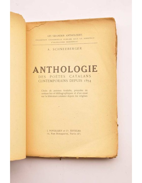 Anthologie des poètes catalans contemporains depuis 1854