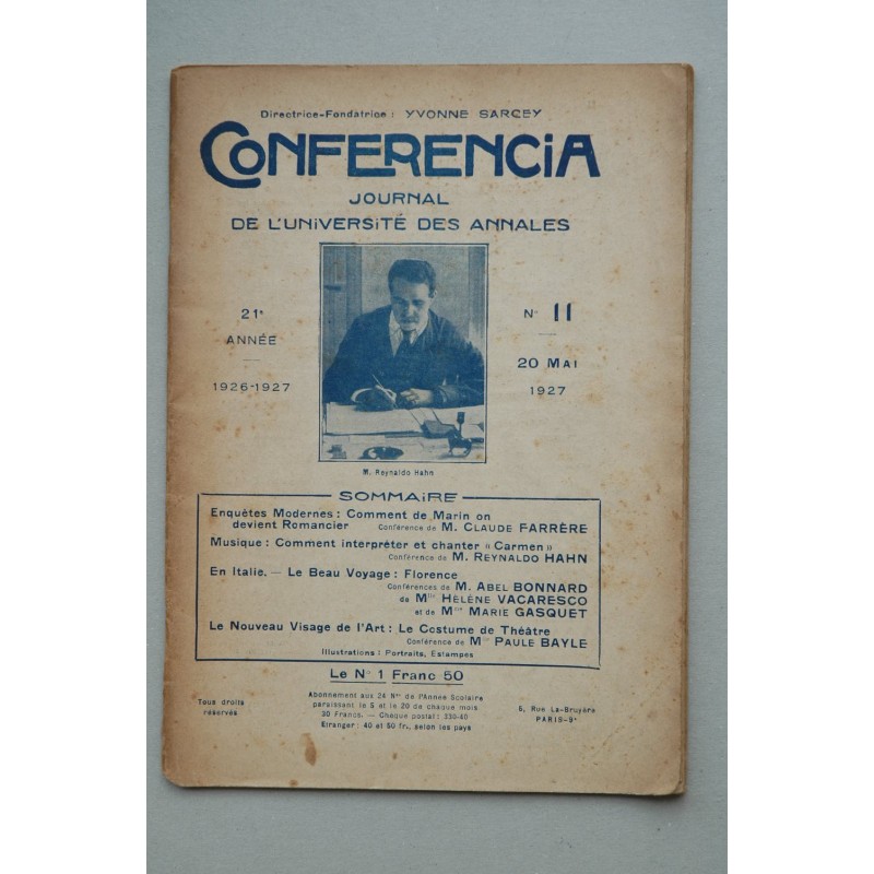 CONFERENCIA journal de l'Université des annales . -- Nº 11 (Mai, 1927)