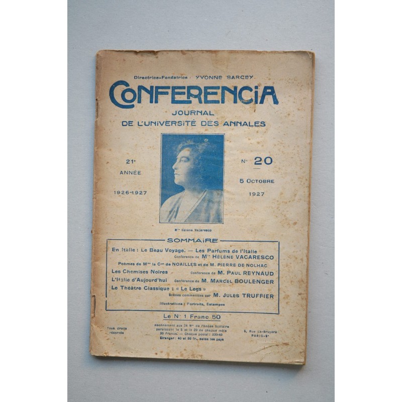 CONFERENCIA journal de l'Université des annales . -- Nº 20 (Mai, 1927)