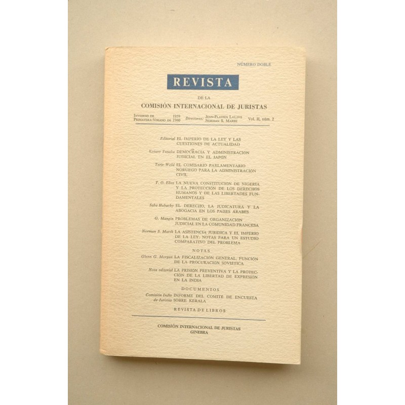 REVISTA de la Comisión Internacional de Juristas.--Vol. II, Nº2  (invierno, 1959-primavera