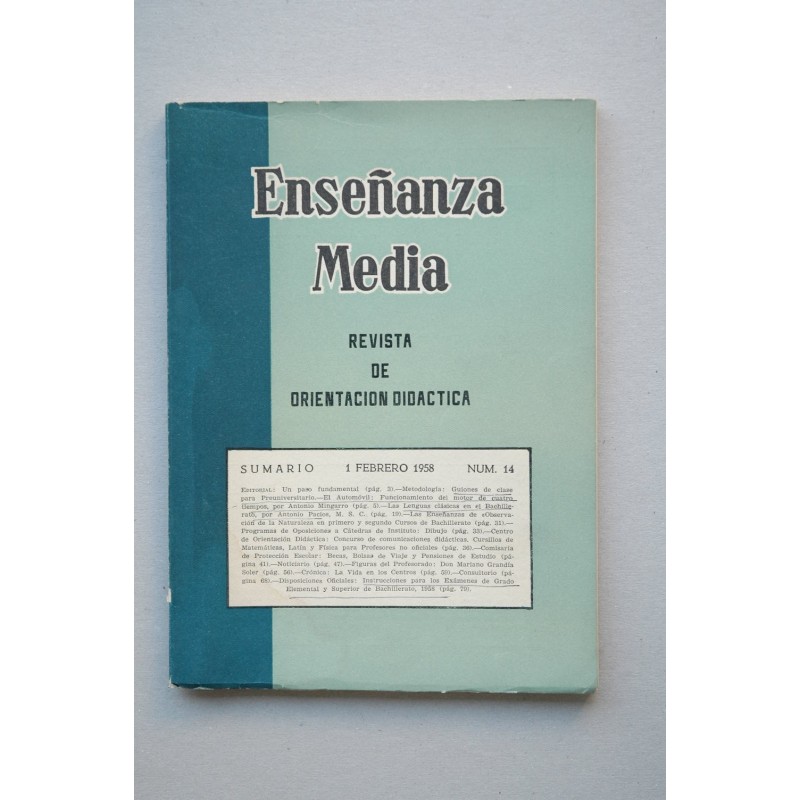 ENSEÑANZA media : revista de orientación didáctica.-- Nº 14 (enero, 1958)