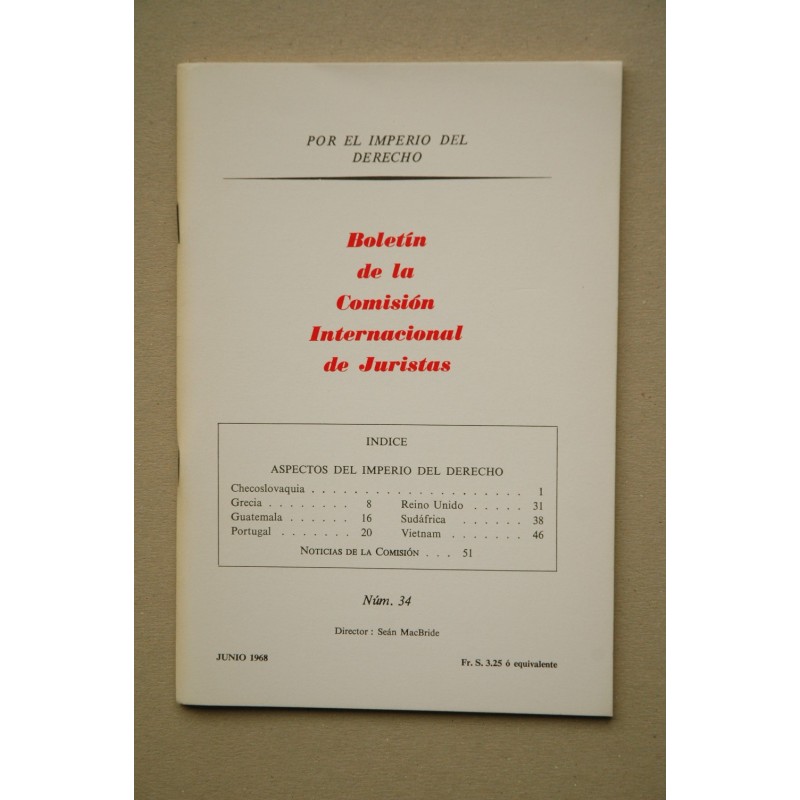 Boletín de la Comisión Internacional de Juristas.-- Nº 34 (diciembre 1968)