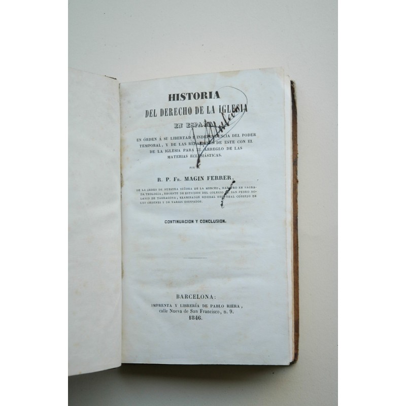 Historia del derecho de la iglesia en España....