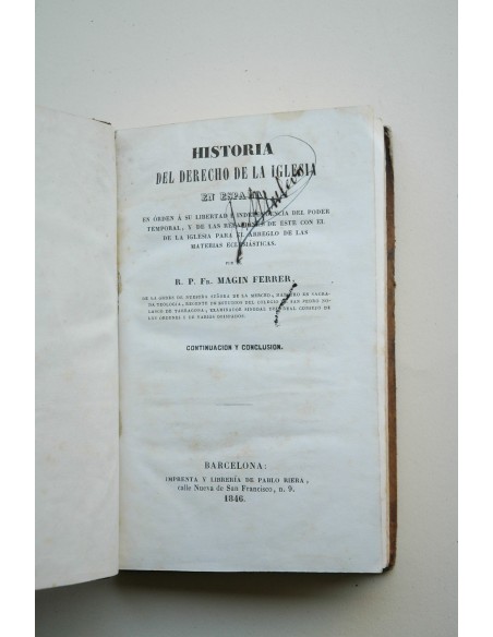 Historia del derecho de la iglesia en España. Continuación y conclusión