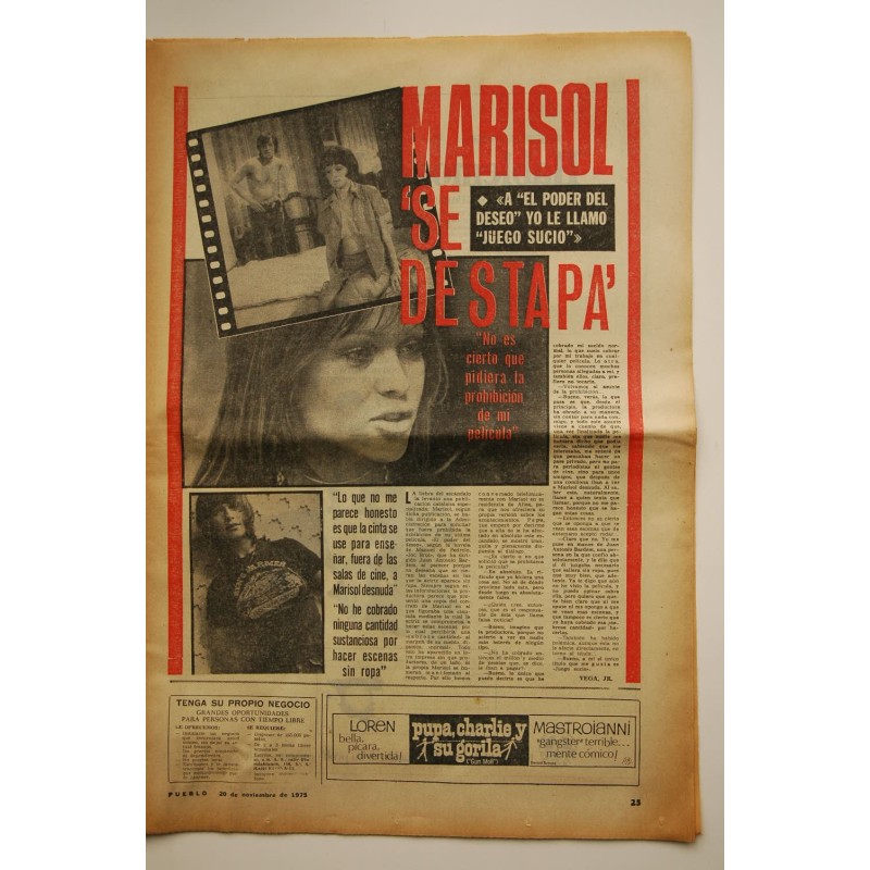 Pueblo (20 noviembre 1975). Marisol se destapa