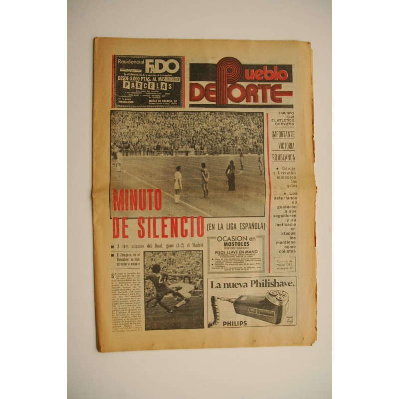 Pueblo Deporte (24 noviembre 1975). Minuto de silencio por la muerte de Franco