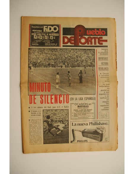 Pueblo Deporte (24 noviembre 1975). Minuto de silencio por la muerte de Franco