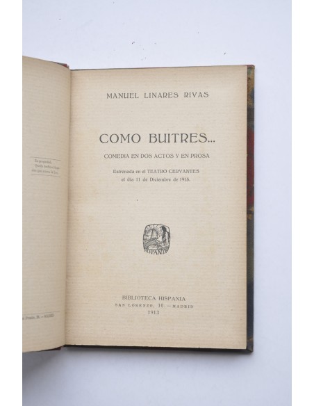 Como buitres... : comedia en dos actos y en prosa