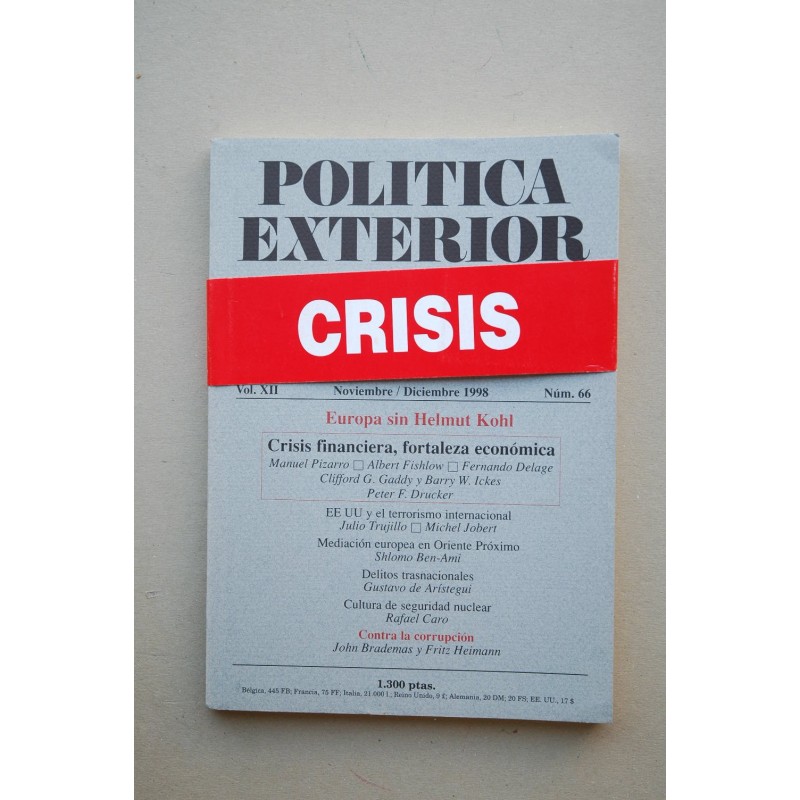 POLÍTICA Exterior : revista bimestral.-- Vol. XII.- Nº 66 (noviembre-diciembre 1998)