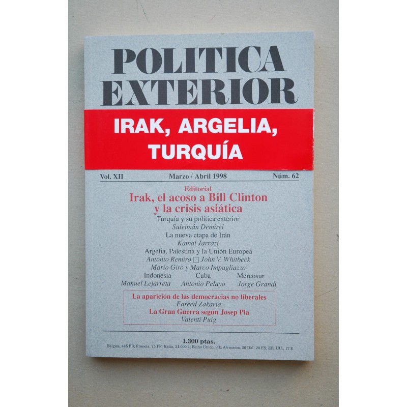 POLÍTICA Exterior : revista bimestral.-- Vol. XII.- Nº 62 (marzo-abril 1998)