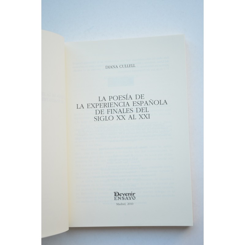 La poesía de la experiencia española de finales...