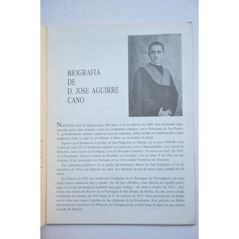Jose Aguirre Cano. Sacerdote 1889 - 1989