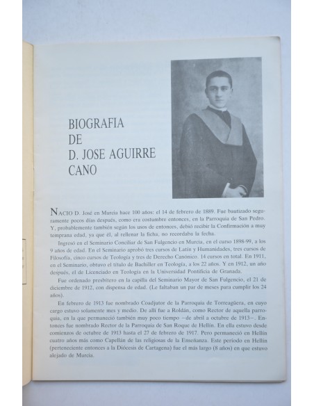 Jose Aguirre Cano. Sacerdote 1889 - 1989