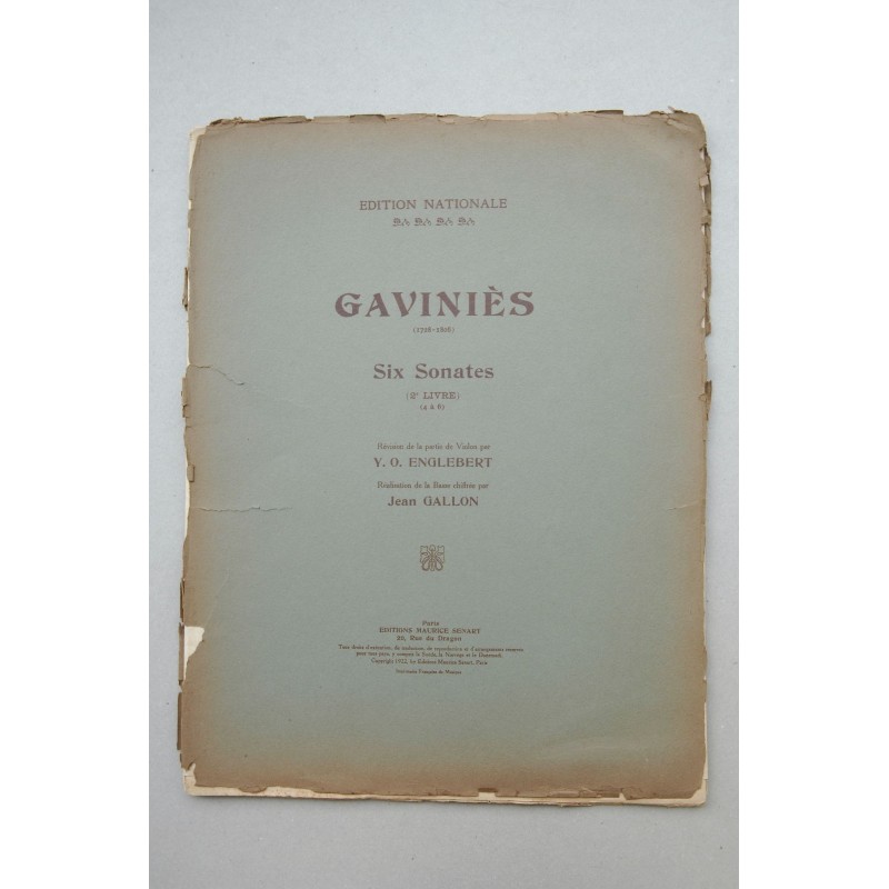 GAVINIÈS (1728-1806) : six sonates, 2º livre 4 à 6