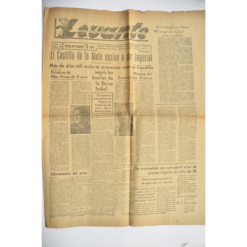 Levante: Diario de Falange Española Tradicionalista y de la J.O.N.S., 31 mayo 1939