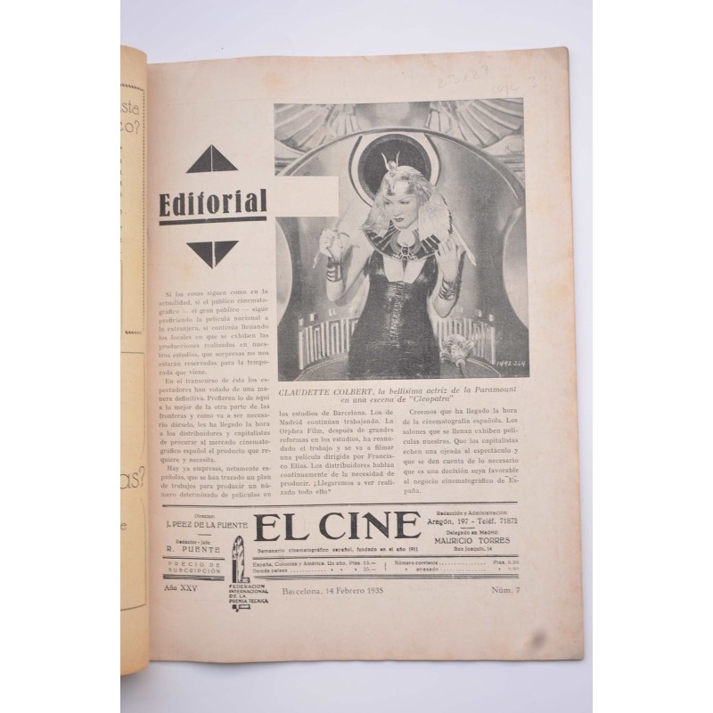 El Cine : semanario cinematográfico español.--...
