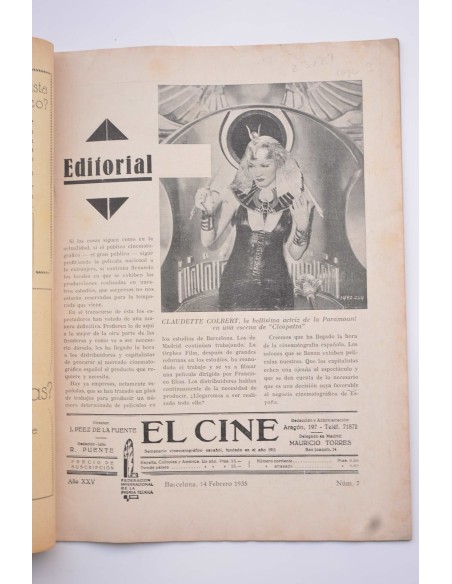 El Cine : semanario cinematográfico español.-- Año XXV.-- Nº 7 (14 de febrero 1935)
