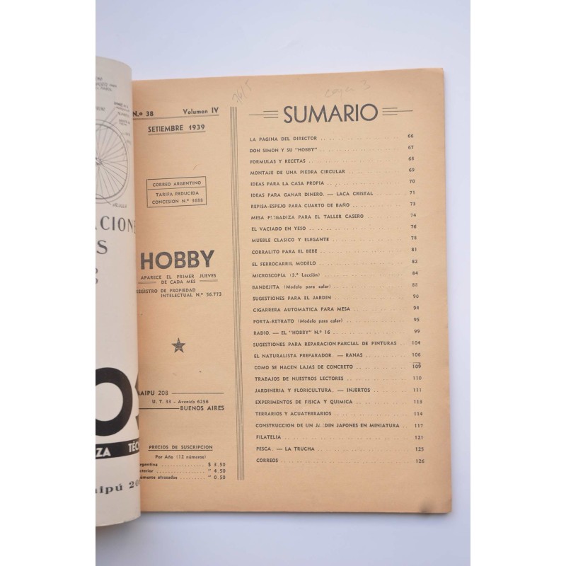 HOBBY: publicación mensual --  Nº 38 , Vol. IV...